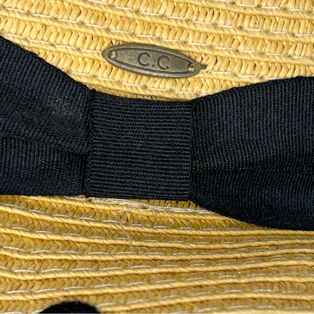Women’s Woven “Sunshine White Wine” Adjustable Sun Hat With Black Band By C.C. - Picture 4 of 9